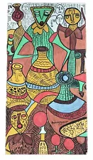 Contemporary AFRICAN Painting - Nigerian Art - Colorful contemporary - 22"x42"