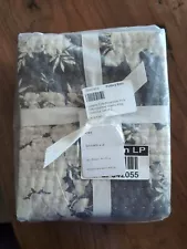 POTTERY BARN Set/2 Juliette Toile Pick-Stitch Quilted Shams-Charcoal-King-NWT