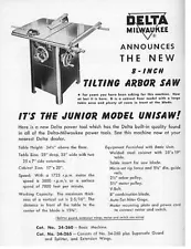 Delta Rockwell 8" Tilting Arbor "Junior Unisaw" 34-260 Instructions