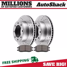 Rear Drilled Slotted Brake Rotors Silver & Pads for Ford F-250 Super Duty 6.0L (For: 2007 F-250 Super Duty)