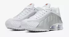 NEW Mens NIKE SHOX R4 White Metallic Silver LEATHER Shoes AUTHENTIC IN BOX