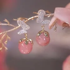Butterfly Pearl Crystal Earrings Stud Drop Dangle Women Wedding Jewelry Gifts
