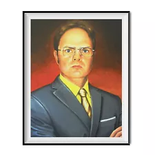 Dwight Schrute Acting Manager Portrait Poster The Office TV Show Painting 18x24