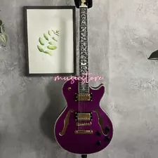 Purple LP Semi-hollow Electric Guitar Flamed Maple Veneer Gold Hardware for Sale