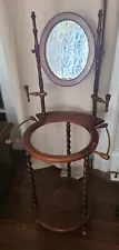 Antique Victorian wash stand with mirror And Candle Holder And Wash Cloth Holder