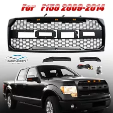 Front Grille For 2009-2014 F150 F-150 Mesh Replacement Grill w/LEDs Matte Black