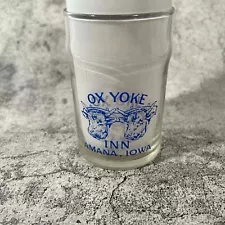 Ox Yoke Inn, Amana Iowa Two Oxen Logo Advertising Blue Drinking Glass