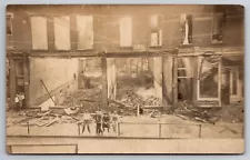 Pool & Billiard Hall Fire Bellville Ohio Disaster Scene 1908 Real Photo RPPC