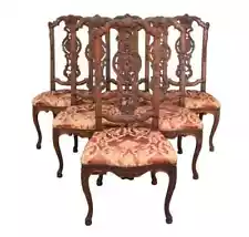 Set of 6 Antiques Oak Carved Dining Chairs