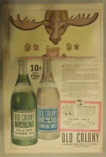 Old Colony Ad: Ginger Ale & Sparkling Water! from 1937 11 x 15 inches