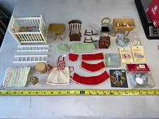 MD 12: Box Lot Of Minis - Crib, Cushions, Rug, Flash Cards, Chairs, Lamp
