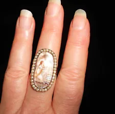 Antique Sentimental Mourning Hair Sepia Gratitude Ring