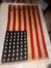 Vtg. Defiance Cotton 48 Star Annin American Flag 3' x 5' Sewn Stars (32”x58”)