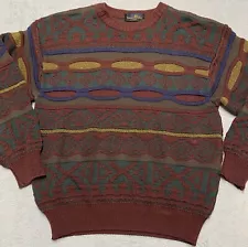 Vintage 3D Knit Sweater Size M Multicolor Textured Knit England Hip Hop 90s