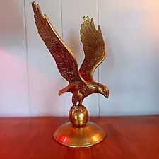 Vintage Mid Century Brass Eagle Solid Brass Statue Figurine American Eagle 10.5"