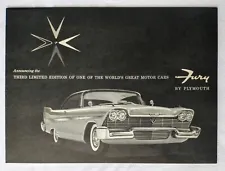 1958 Fury by Plymouth Original Sales Brochure Dual Fury V-800 Golden Commando