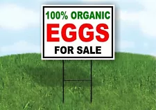 100% ORGANIC EGGS FOR SALE BLACK RED Yard Sign Road with Stand LAWN SIGN