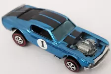 NICELY *RESTORED* MUSTANG BOSS HOSS - Lighter Blue, 1971 HK, Hot Wheels REDLINES