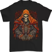 Grim Reaper in Medieval Satanic Robes Mens T-Shirt 100% Cotton