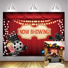 Now Showing Backdrop Red Theatre Curtain Movie Night Themed Party Decor Backdrop