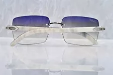 Cartier rimless white buffalo horn sunglasses glasses BIG C decor platinum