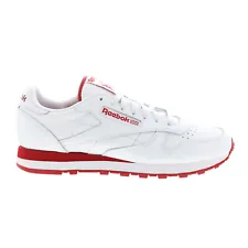 Reebok Classic Leather Mens White Leather Lace Up Lifestyle Sneakers Shoes