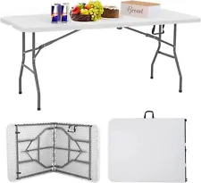 Folding Table, Half Portable Folding Picnic Table for Camping Parties & Events