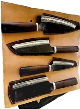 !SALE! 5 PC Handmade Damascus Steel Chef Knife Set Leather Case