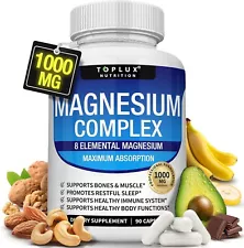 Magnesium Complex 1000mg, 8 Elemental Magnesium, Gluten Free- Non-GMO