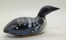 Miniature Wood Carving Land & Sea Collectibles Loon Duck Glass Eyes Hand Painted