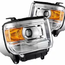 For 2015-2019 GMC Sierra 2500HD Base Denali SLE SLT Headlights Left+Right Chrome (For: GMC Denali)