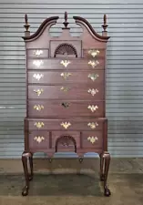 Henkel Harris "SPNEA" Ball & Claw Foot Chippendale Black Cherry Highboy