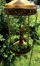 VINTAGE 30" TALL MID CENTURY GODDESS OIL RAIN HANGING LAMP MCM WORKING (69)