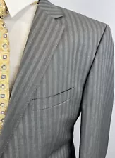 Hugo Boss Men’s Pinstripe Stitch Lapel Tesse Biella Wool Suit 44 R Pants 36 X 32