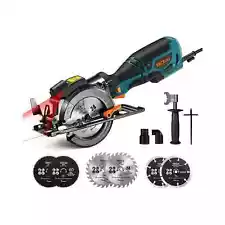 TACKLIFE Mini Circular Saw, 5.8A 3500RPM, Metal Handle With 6 Blades TCS115A