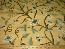 13 YDS CREWEL EMBROIDERED FLORAL DRAPERY UPHOLSTERY FABRIC FOR LESS