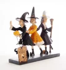 Witch Crafters 3 Dancing Witches in Black & Orange Halloween Costumes Figurine