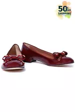 RRP€356 RED VALENTINO Leather Ballet Flats US8 UK5 EU38 Bow Made in Italy