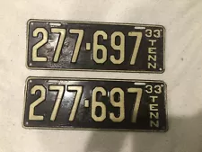 Vintage License Plate Tennessee 1933 Pair Unused