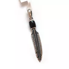 New DAVID YURMAN Men's 8.7mm Feather Amulet in Silver & Black Onyx