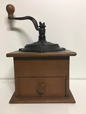 Antique Wood and Cast Iron Coffee Mill