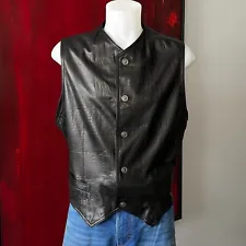 GIANNI VERSACE Black Alligator Embossed Leather Vest size 54, from S/S 1996