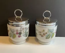 2 Royal Worcester Porcelain egg coddlers Berry vine w/o box England