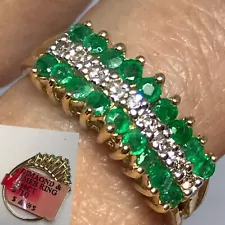 GOLd NATURAL green emerald Diamond Ring 10k yellow size 7 ask 5 6 8 9