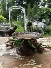 New ListingCAST IRON TABLETOP Bird Bath With Bird~BIRD FEEDER~Garden Decor~