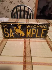 1955 Wyoming License Plate - Original Paint Condition