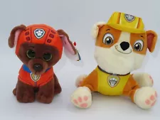 Paw Patrol Zuma Rubble Plush Stuffed Animal Ty Beanie Beanie Boos LOT Dog