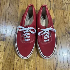 Vintage Vans 80s Made In USA Red Canvas Shoes Sneakers Size 8.5 US