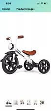 KRIDDO Kids Tricycle TC-006 White ~ NEW With Light For 2-4 Year Olds