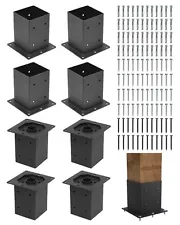 Nominal 4x4 Post Base for Concrete, 8-Pack Raised 4x4 Post Bracket Anchor, De...